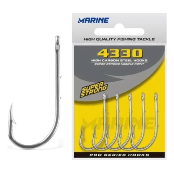 Anzol 4330 Nickel: 01 - 12 - 1/0 - 8/0 - Pacotes com 10, 20 e 50 unidades - Marine Sports