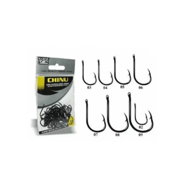 Anzol Chinu Black Nickel: 02 a 09 - Pacotes com 30 e 50 unidades - Marine Sports